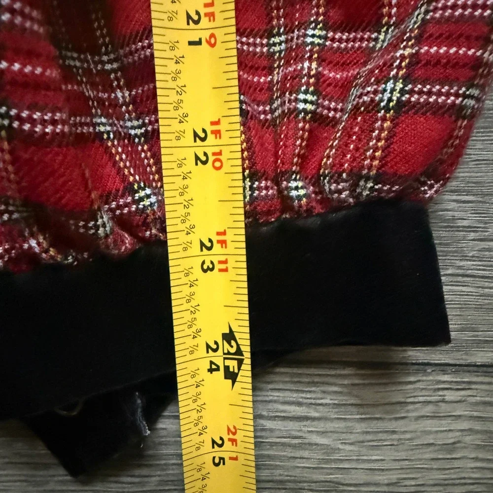 Vintage  y2k Bonnie Baby Red Plaid Velvet Trim Romper Holiday 18 Months